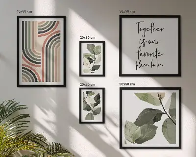 Komplet ujemajočih se slik elegantna geometrija s cvetličnimi poudarki