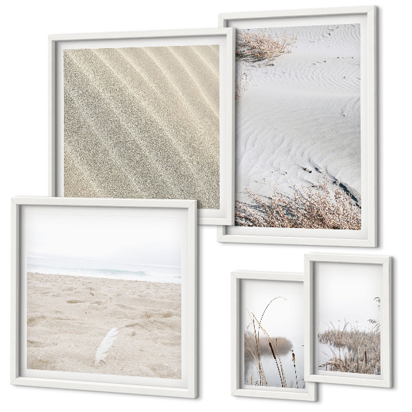Komplet ujemajočih se slik Minimalistični motivi na plaži