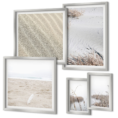 Komplet ujemajočih se slik Minimalistični motivi na plaži
