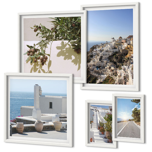 Poliptih v okvirju Slikoviti razgledi na Santorini