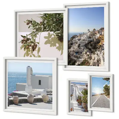 Slika na platnu Santorini poliptih v okvirju