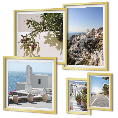Poliptih v okvirju Slikoviti razgledi na Santorini