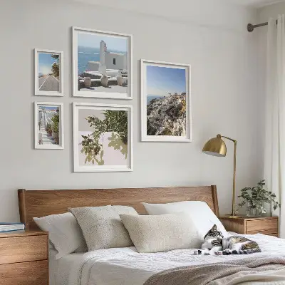 Slika na platnu Santorini poliptih v okvirju