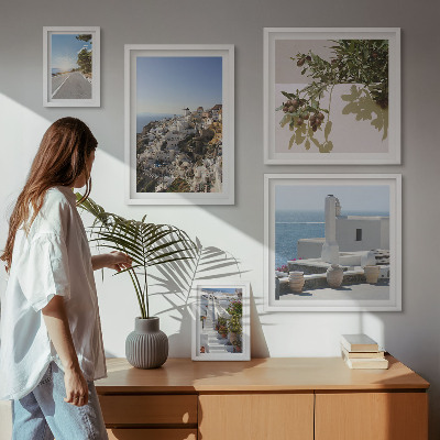 Poliptih v okvirju Slikoviti razgledi na Santorini