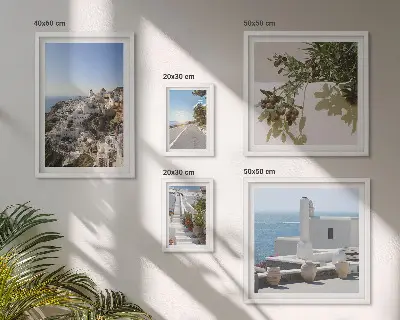 Slika na platnu Santorini poliptih v okvirju