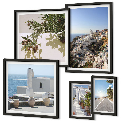 Poliptih v okvirju Slikoviti razgledi na Santorini