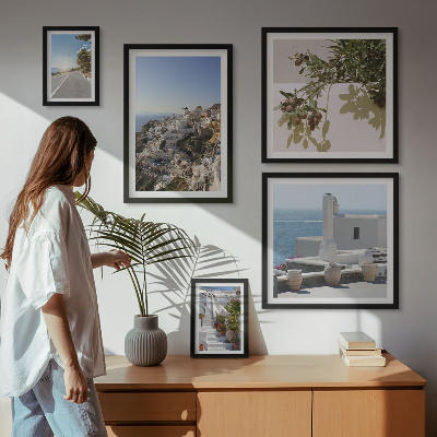 Poliptih v okvirju Slikoviti razgledi na Santorini