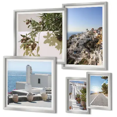 Slika na platnu Santorini poliptih v okvirju