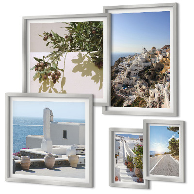 Poliptih v okvirju Slikoviti razgledi na Santorini