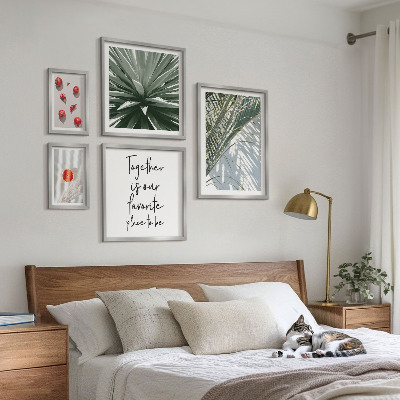 Komplet ujemajočih se slik Boho stil, rastline, sadje, tropi