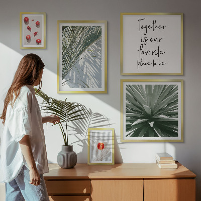 Komplet ujemajočih se slik Boho stil, rastline, sadje, tropi