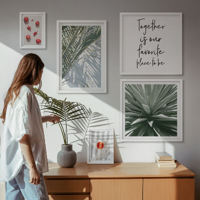 Komplet ujemajočih se slik Boho stil, rastline, sadje, tropi