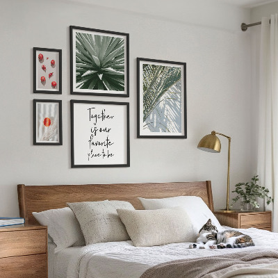 Komplet ujemajočih se slik Boho stil, rastline, sadje, tropi
