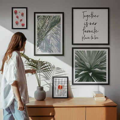 Komplet ujemajočih se slik Boho stil, rastline, sadje, tropi