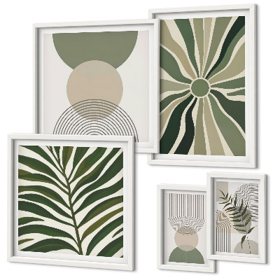 Set 5 slik v okvirju Elegantna grafika z zelenjem