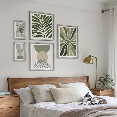 Set 5 slik v okvirju Elegantna grafika z zelenjem