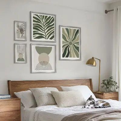 Elegantna grafika z zelenjem komplet 5 slik v okvirju