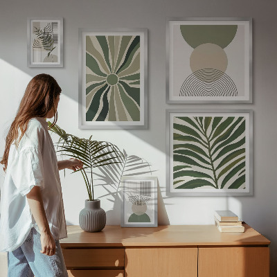 Set 5 slik v okvirju Elegantna grafika z zelenjem