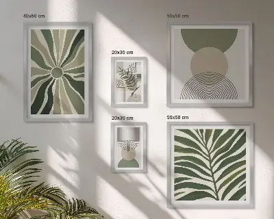 Elegantna grafika z zelenjem komplet 5 slik v okvirju