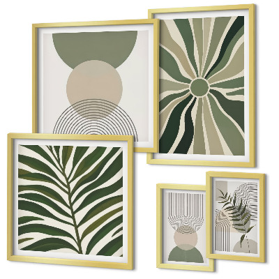 Set 5 slik v okvirju Elegantna grafika z zelenjem