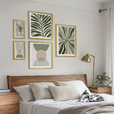 Set 5 slik v okvirju Elegantna grafika z zelenjem