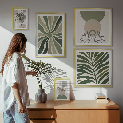 Set 5 slik v okvirju Elegantna grafika z zelenjem