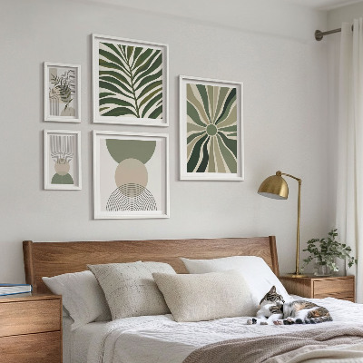 Set 5 slik v okvirju Elegantna grafika z zelenjem