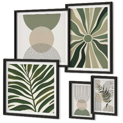 Set 5 slik v okvirju Elegantna grafika z zelenjem