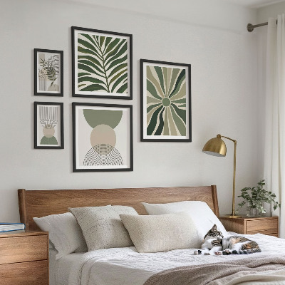 Set 5 slik v okvirju Elegantna grafika z zelenjem