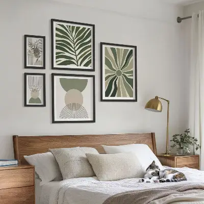 Elegantna grafika z zelenjem komplet 5 slik v okvirju