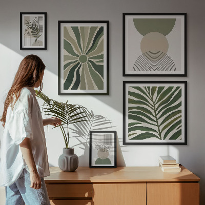 Set 5 slik v okvirju Elegantna grafika z zelenjem