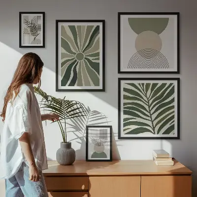 Elegantna grafika z zelenjem komplet 5 slik v okvirju