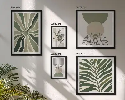 Elegantna grafika z zelenjem komplet 5 slik v okvirju