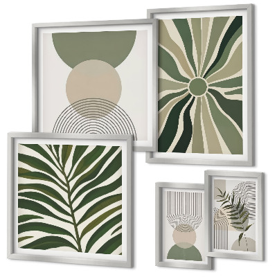 Set 5 slik v okvirju Elegantna grafika z zelenjem