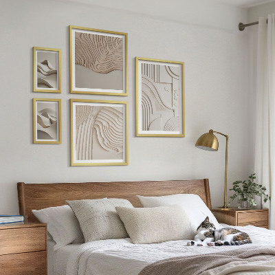 Set 5 slik v okvirju Abstraktne bež-bele strukture