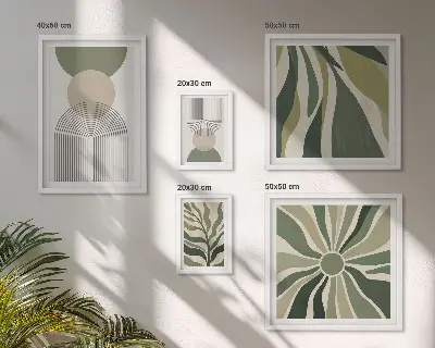 Elegantne abstrakcije z zelenjem komplet ujemajočih se slik