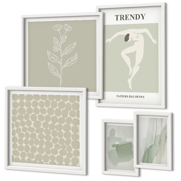Set 5 slik v okvirju Elegantna grafika zelene teme