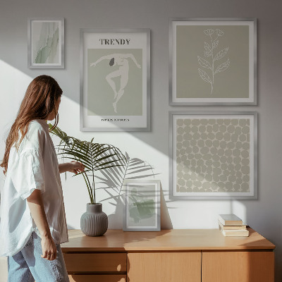Set 5 slik v okvirju Elegantna grafika zelene teme