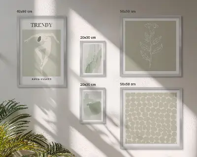Komplet 5 slik v okvirju elegantna grafika z zelenimi motivi