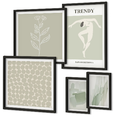 Set 5 slik v okvirju Elegantna grafika zelene teme