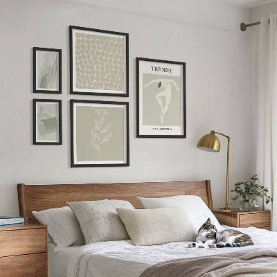 Set 5 slik v okvirju Elegantna grafika zelene teme