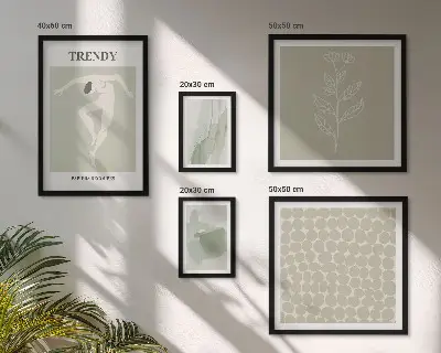 Komplet 5 slik v okvirju elegantna grafika z zelenimi motivi