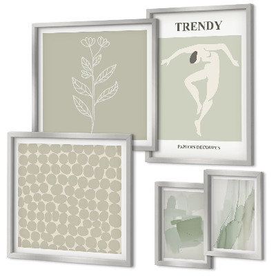 Set 5 slik v okvirju Elegantna grafika zelene teme
