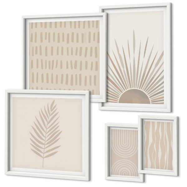Set 5 slik v okvirju Elegantni okraski narava geometrija