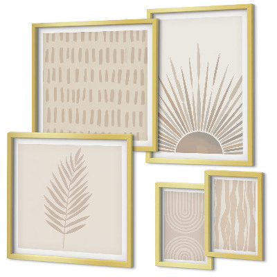 Set 5 slik v okvirju Elegantni okraski narava geometrija