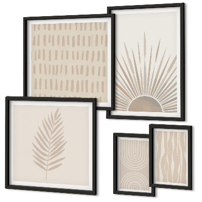 Set 5 slik v okvirju Elegantni okraski narava geometrija