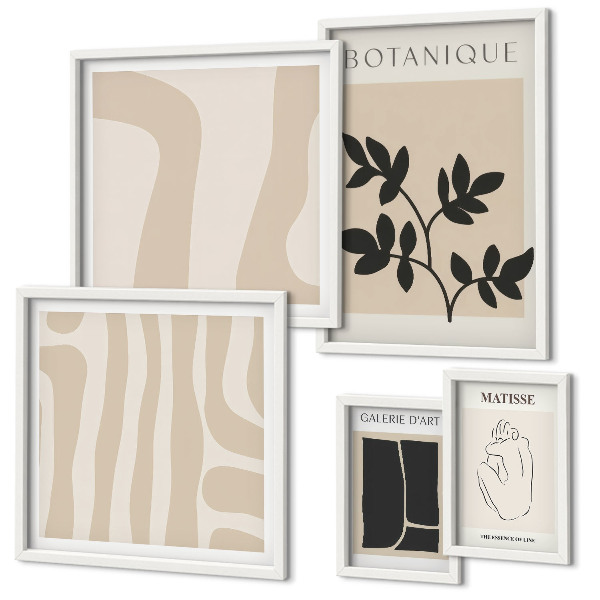 Poliptih v okvirju Elegantna abstraktna grafika rastlin