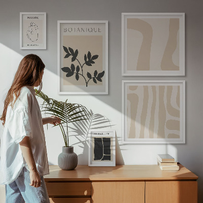 Poliptih v okvirju Elegantna abstraktna grafika rastlin