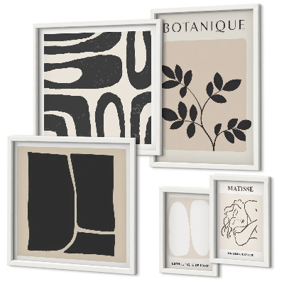 Set 5 slik v okvirju Elegantna abstraktna grafika rastlin