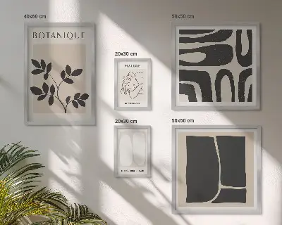 Elegantna abstraktna grafika rastlin komplet 5 slik v okvirju
